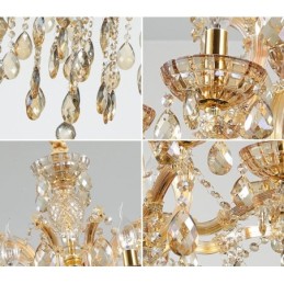 Lustre de cristal conhaque com 18 (12+6) luzes