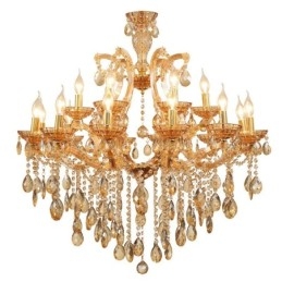 Lustre de cristal âmbar com 18 (12+6) luzes