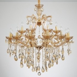 Lustre de cristal âmbar com 18 (12+6) luzes