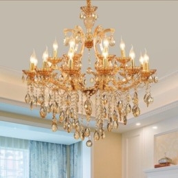 Lustre de cristal âmbar com 18 (12+6) luzes