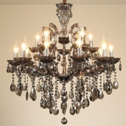 18 (12+6) Lustre de Cristal Cinza Claro Vela