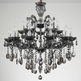 18 (12+6) Lustre de Cristal Cinza Claro Vela