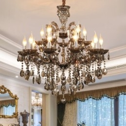18 (12+6) Lustre de Cristal Cinza Claro Vela