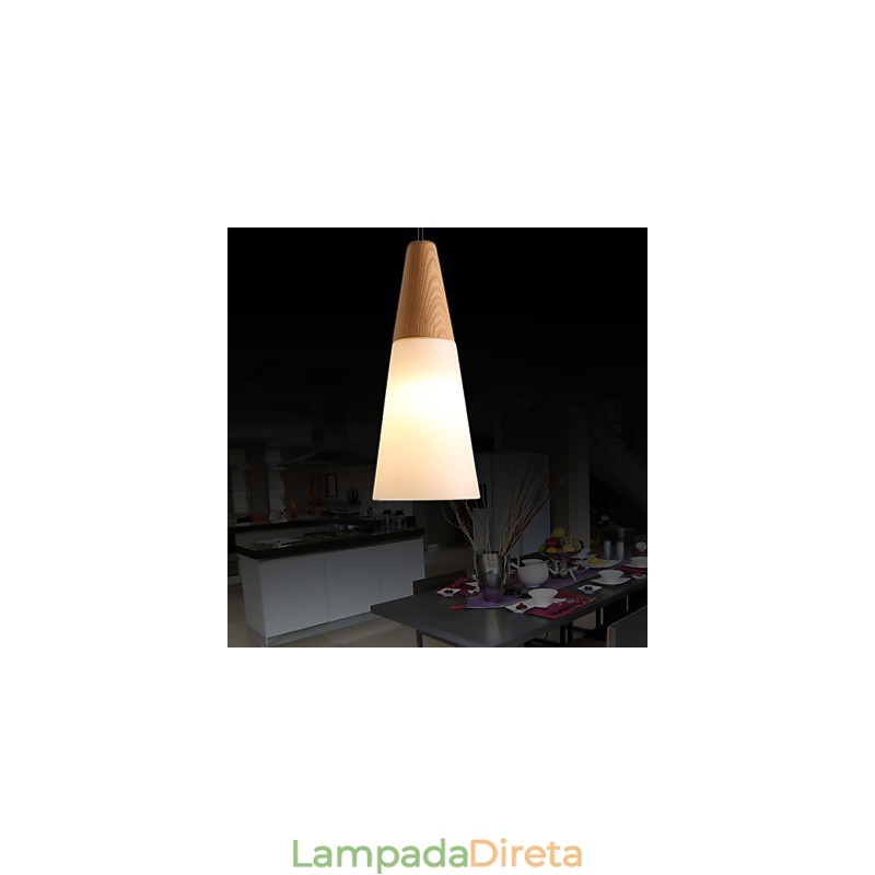 Lustre Mini Estilo Moderno Contemporâneo Madeira Bambu