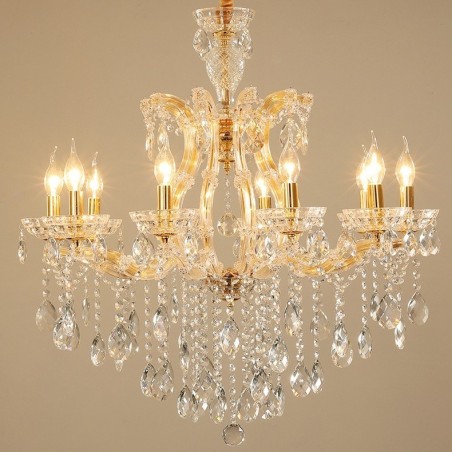 Lustre de cristal dourado com 10 velas Lustre de cristal dourado com 10 velas
