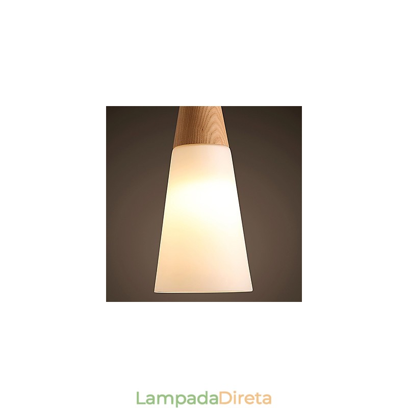 Lustre Mini Estilo Moderno Contemporâneo Madeira Bambu