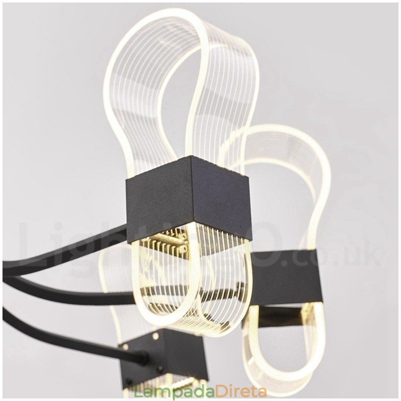 Lustre nórdico de design pós-moderno de 6 luzes com cúpulas de acrílico