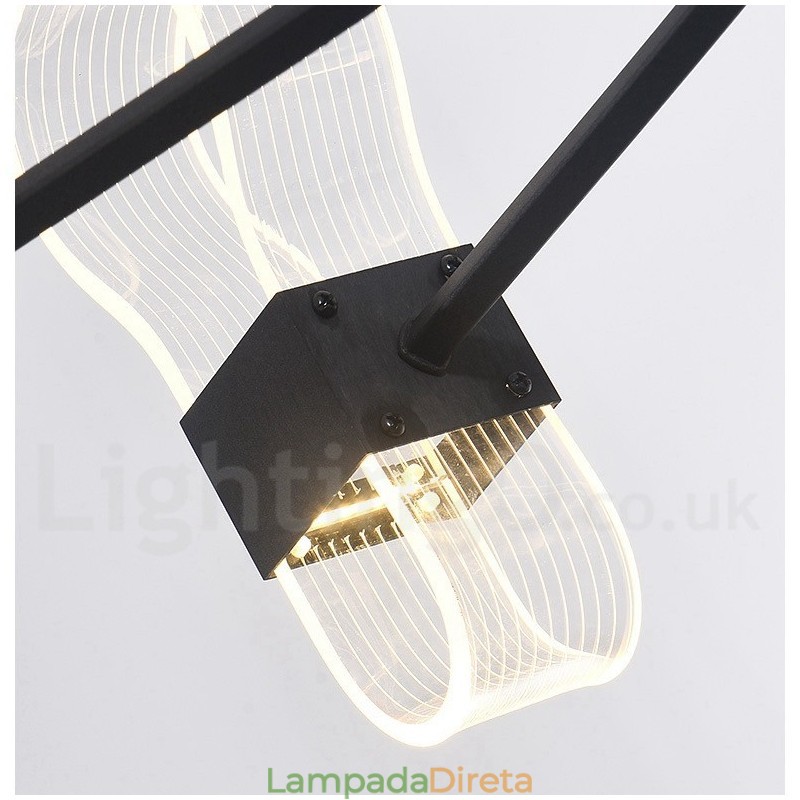 Lustre nórdico de design pós-moderno de 6 luzes com cúpulas de acrílico