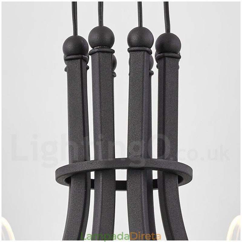 Lustre nórdico de design pós-moderno de 6 luzes com cúpulas de acrílico