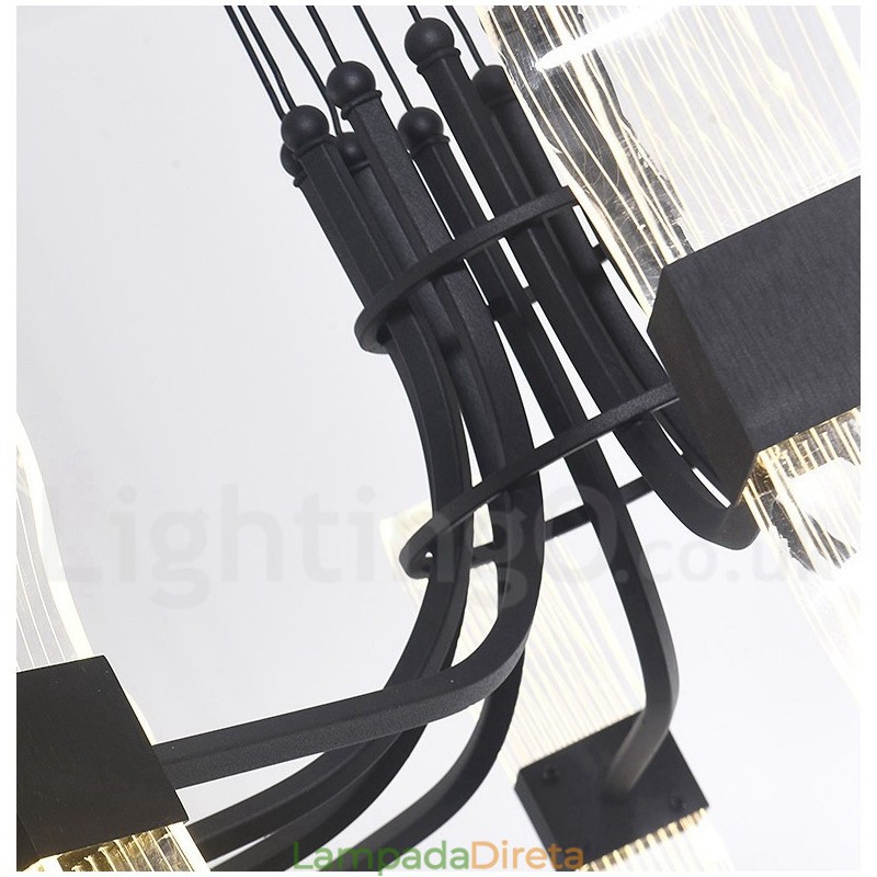 Lustre nórdico de design pós-moderno de 6 luzes com cúpulas de acrílico