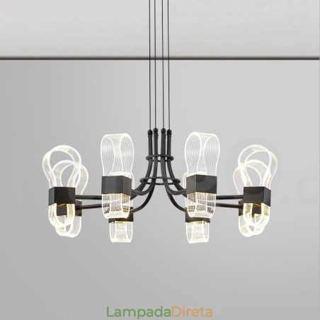 Lustre nórdico pós-moderno de 8 luzes com design de 2021 e cúpulas de acrílico Lustre nórdico pós-moderno de 8 luzes com design de 2021 e cúpulas de acrílico