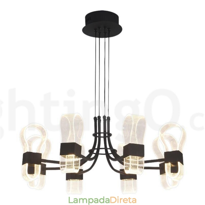 Lustre nórdico pós-moderno de 8 luzes com design de 2021 e cúpulas de acrílico