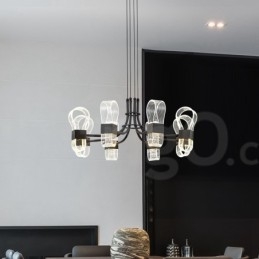 Lustre nórdico pós-moderno de 8 luzes com design de 2021 e cúpulas de acrílico