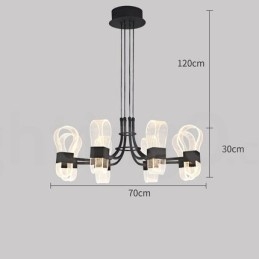 Lustre nórdico pós-moderno de 8 luzes com design de 2021 e cúpulas de acrílico