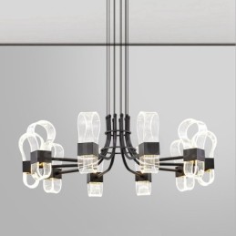 Lustre nórdico pós-moderno de 10 luzes com design de 2021 e cúpulas de acrílico