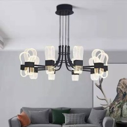 Lustre nórdico pós-moderno de 10 luzes com design de 2021 e cúpulas de acrílico