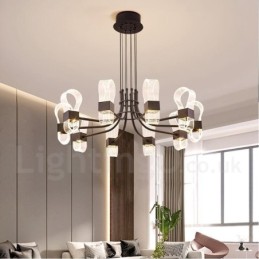 Lustre nórdico pós-moderno de 10 luzes com design de 2021 e cúpulas de acrílico