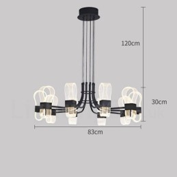 Lustre nórdico pós-moderno de 10 luzes com design de 2021 e cúpulas de acrílico