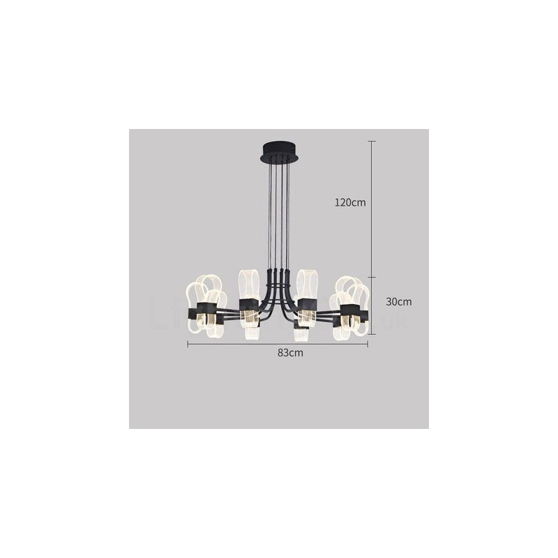 Lustre nórdico pós-moderno de 10 luzes com design de 2021 e cúpulas de acrílico