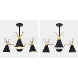Lustre nórdico moderno de 3 luzes Macaron Antlers