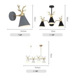 Lustre nórdico moderno de 3 luzes Macaron Antlers