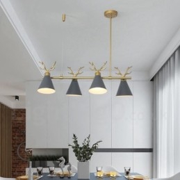 Lustre nórdico moderno de 4 luzes Macaron Antlers