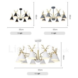 Lustre nórdico moderno de 4 luzes Macaron Antlers