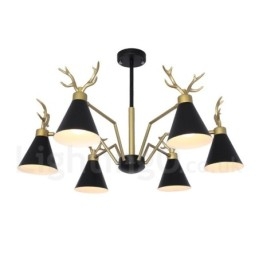 Lustre nórdico moderno de 6 luzes Macaron Antlers