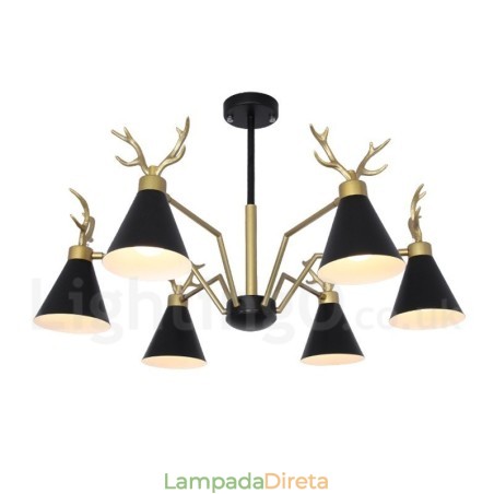Lustre nórdico moderno de 6 luzes Macaron Antlers Lustre nórdico moderno de 6 luzes Macaron Antlers