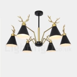 Lustre nórdico moderno de 6 luzes Macaron Antlers