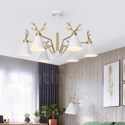 Lustre nórdico moderno de 6 luzes Macaron Antlers