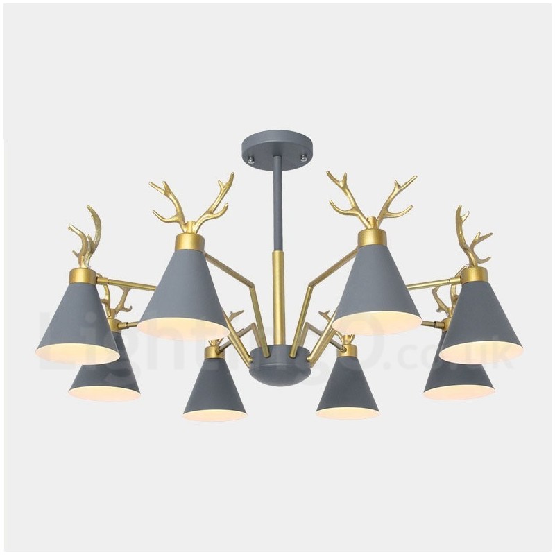 Lustre nórdico moderno de 8 luzes Macaron Antlers
