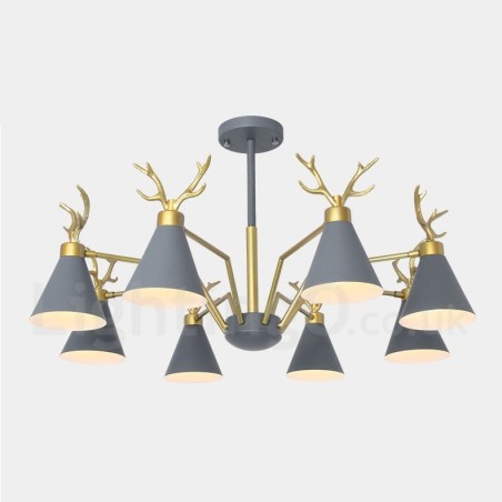 Lustre nórdico moderno de 8 luzes Macaron Antlers Lustre nórdico moderno de 8 luzes Macaron Antlers