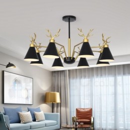 Lustre nórdico moderno de 8 luzes Macaron Antlers