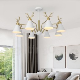 Lustre nórdico moderno de 8 luzes Macaron Antlers