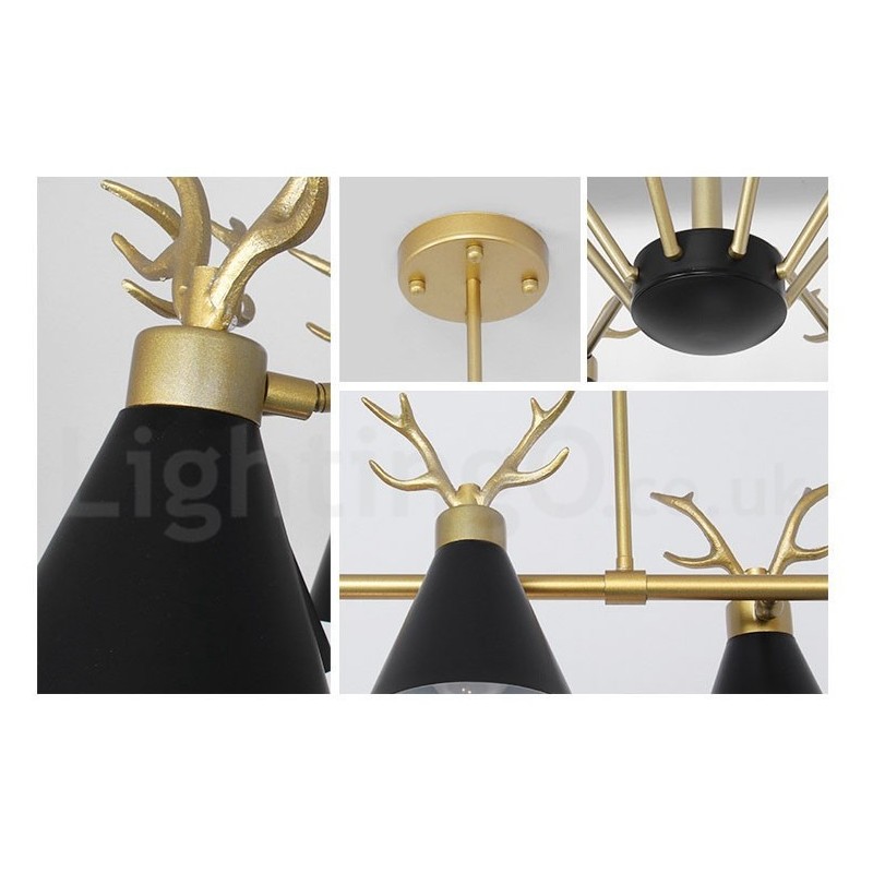Lustre nórdico moderno de 8 luzes Macaron Antlers