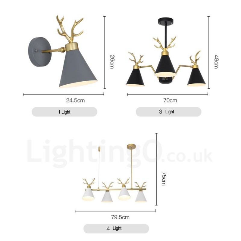 Lustre nórdico moderno de 8 luzes Macaron Antlers
