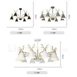 Lustre nórdico moderno de 8 luzes Macaron Antlers