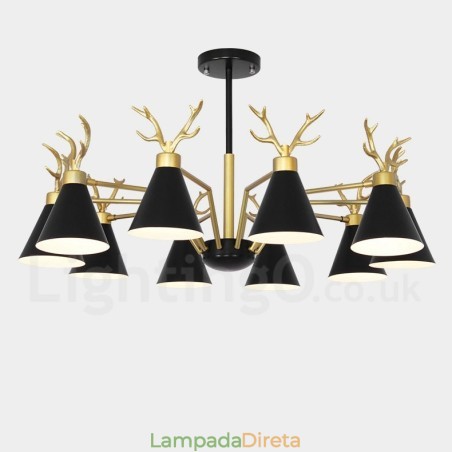 Lustre nórdico moderno de 10 luzes Macaron Antlers Lustre nórdico moderno de 10 luzes Macaron Antlers