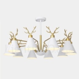 Lustre nórdico moderno de 10 luzes Macaron Antlers