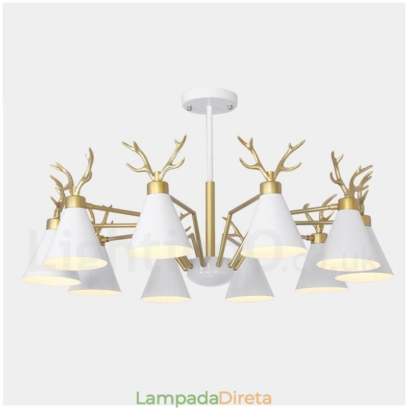 Lustre nórdico moderno de 10 luzes Macaron Antlers