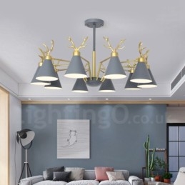 Lustre nórdico moderno de 10 luzes Macaron Antlers