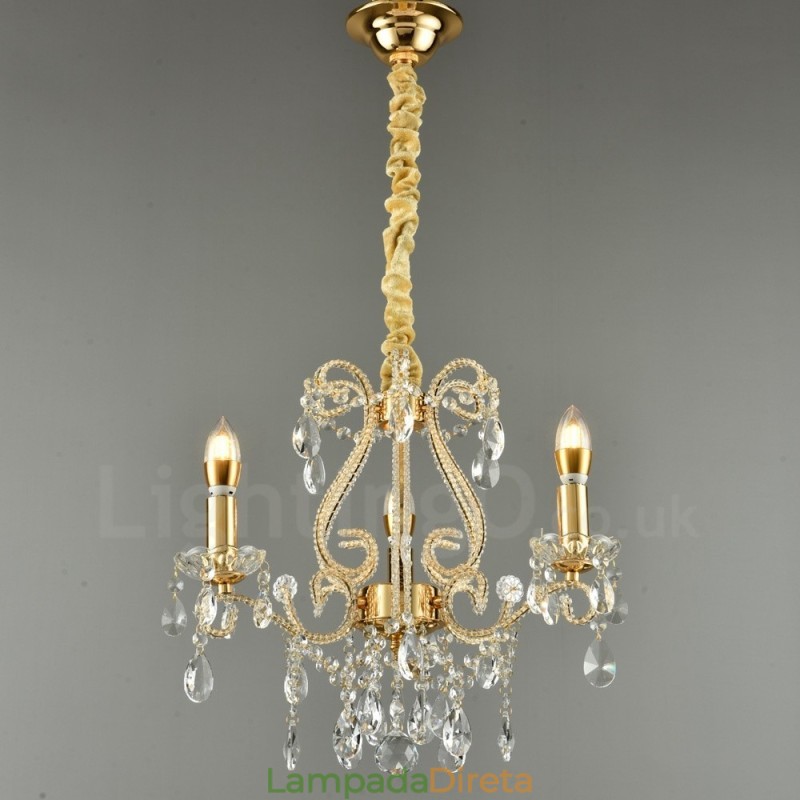 3 Luzes Ouro Prata Estilo Americano Cristal Pingente Lustre Luz Loja