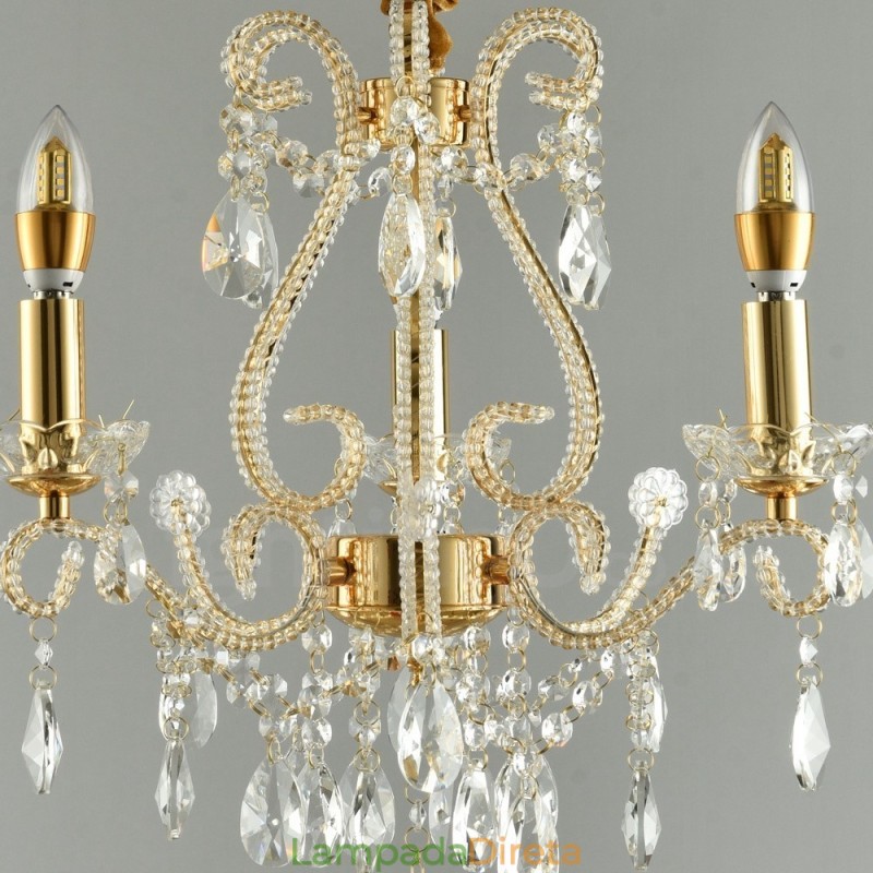3 Luzes Ouro Prata Estilo Americano Cristal Pingente Lustre Luz Loja
