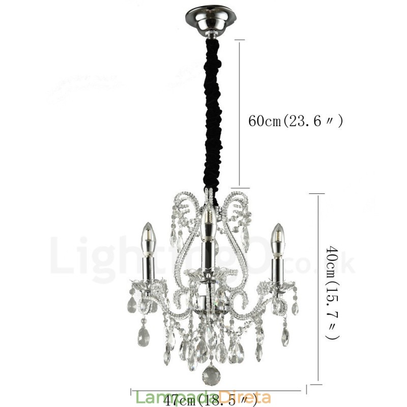 3 Luzes Ouro Prata Estilo Americano Cristal Pingente Lustre Luz Loja