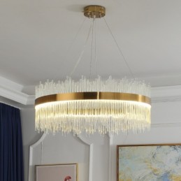 Pós-moderno Luxo Redondo Cristal Pendente Luz Exposição Hall