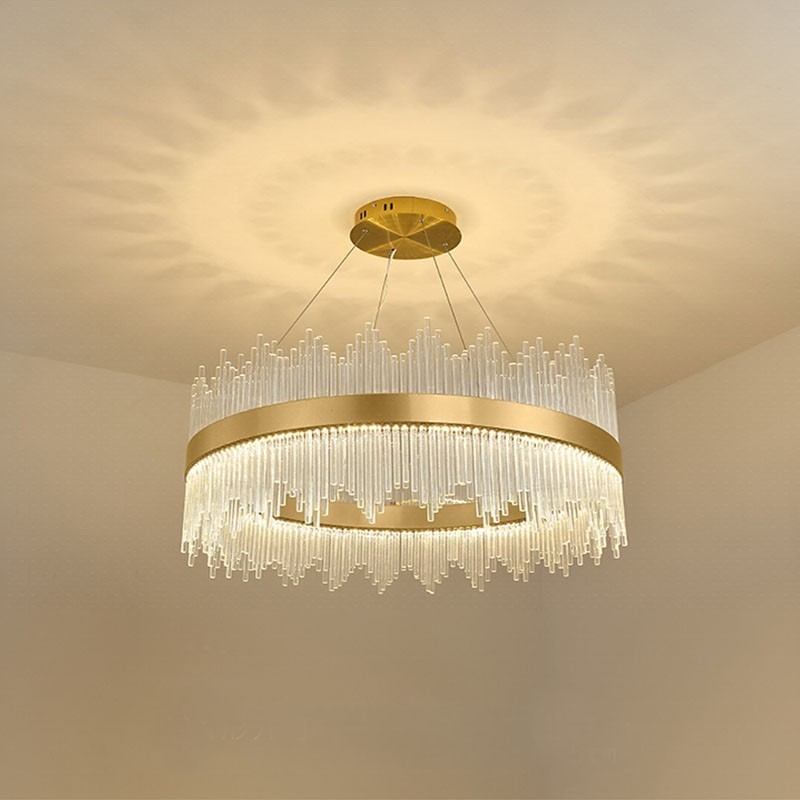 Pós-moderno Luxo Redondo Cristal Pendente Luz Exposição Hall