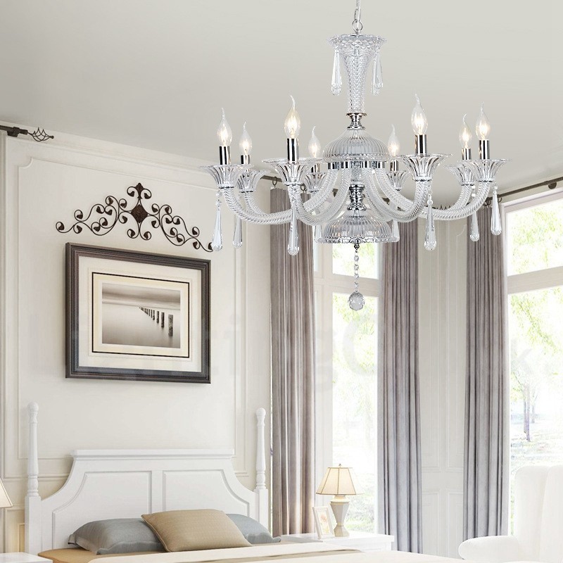 Lustre de cristal transparente para velas