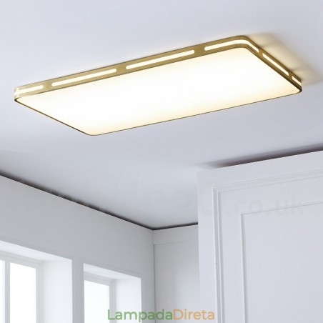Luminárias de teto de latão embutidas estilo nórdico moderno e contemporâneo retangular ultrafinas com cúpula de acrílico também podem ser usadas como luminária de parede Luminárias de teto de latão embutidas estilo nórdico moderno e contemporâneo retangular ultrafinas com cúpula de acrílico também podem ser usadas como luminária de parede