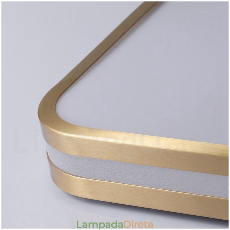 Luminárias de teto de latão embutidas estilo nórdico moderno e contemporâneo retangular ultrafinas com cúpula de acrílico também podem ser usadas como luminária de parede